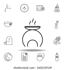 aromatherapy tool, candle heating oil outline icon. Detailed set of spa and relax illustrations icon. Can be used for web, logo, mobile app, UI, UX