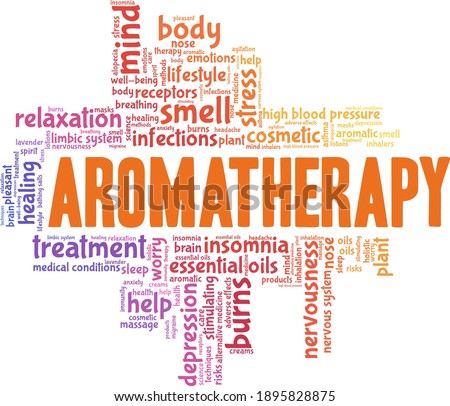 Aromatherapy vector illustration word cloud isolated on a white background.