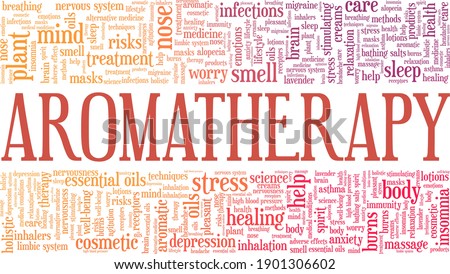 Aromatherapy vector illustration word cloud isolated on a white background.