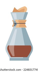 Preparación de bebidas aromáticas y almacenamiento de café molido. Frasco de vidrio aislado con tapa, recipiente para vender polvo para hacer bebida. Cafetería o restaurante, suministros para el hogar. Vector de estilo plano