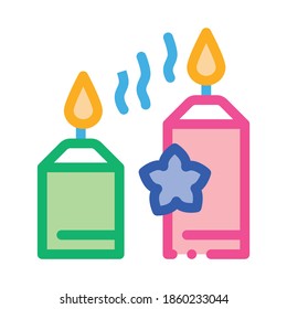 aromatic burning candles icon vector. aromatic burning candles sign. color symbol illustration