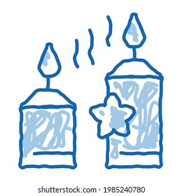 aromatic burning candles sketch icon vector. Hand drawn blue doodle line art aromatic burning candles sign. isolated symbol illustration