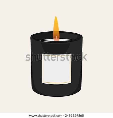 Aromatic candle vector illustration. Ayurveda,spa, wellness and beauty routine concept. Aromatherapy and ralax design elements.Home fragrances,cute hygge home decoration