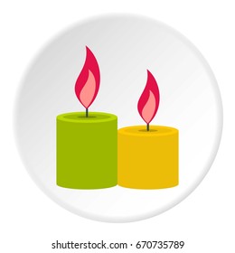 Aromatic candles icon in flat circle isolated vector illustration for web