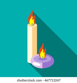 Aromatic candles icon in flat style isolated with long shadow