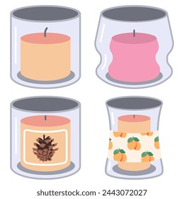 Aromatic candles vector cartoon set isolated on a white background.