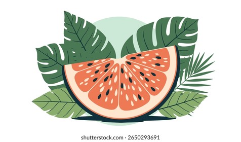 Burst de citrinos aromáticos com folhas tropicais abraçando a essência do refresco e frescura