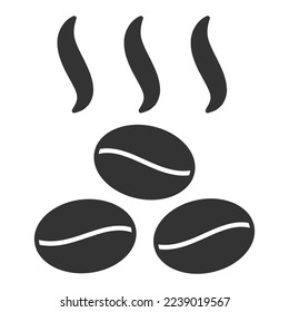 Granos de café aromáticos - icono, ilustración sobre fondo blanco, estilo de glifo