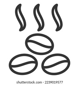 Aromatic coffee beans - icon, illustration on white background, outline style