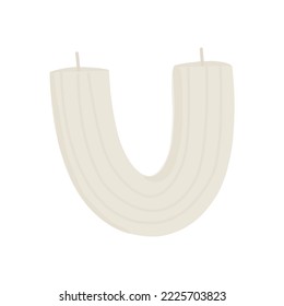 Aromatic decorative wax candle arc-shaped vector illustration on white background for sticker, print, poster