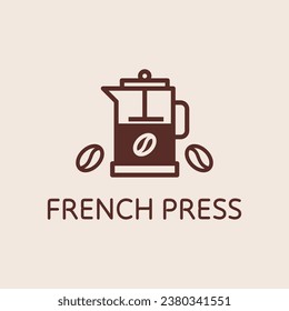 Aromatic Elegance: Embrace Rich Flavors with Our French Press Coffee Maker Logo Design!