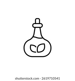 Aromática essência garrafa ilustração com elemento folha, design de arte de linha