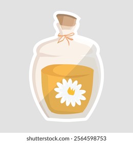 Aromatic Essence Bottle Vector Illustration Sticker. Vector sticker of a stylish aromatic essence bottle. Great for aromatherapy and spa designs