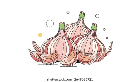 Aromatic fresh garlic bulbs and cloves for culinary delights and healthy living
