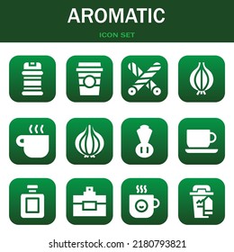 aromatic icon set. Vector  illustrations related with Condiments, Coffee cup and Liquorice