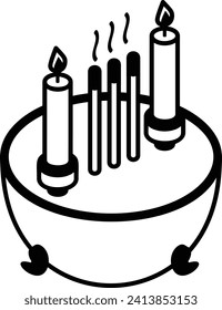 Aromatic Incense isometric Concept, Celebration Candles Vector Icon Design, Traditional Chinese Culture Symbol, Lunar New Year of the Dragon 2024 Sign, China Travel Guide Stock illustration