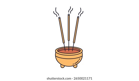 Aromatic incense sticks burning in a traditional censer releasing fragrant smoke for spiritual and relaxing ambiance