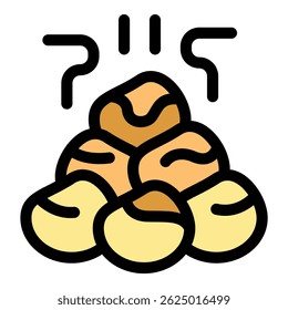 Aromatic macadamia nuts are releasing a fragrant steam, showcasing their freshness and deliciousness
