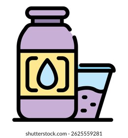 Aromatic oil for sauna icon. Outline of aromatic oil for sauna vector icon thin line color flat isolated
