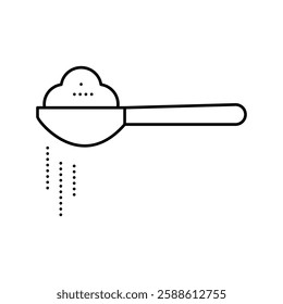 aromatic spice on spoon line icon vector. aromatic spice on spoon sign. isolated contour symbol black illustration