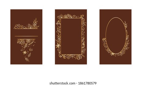Aromatic spices and herbs for cooking. Set of vector banner templates for menu design, cookbooks, invitations, gastronomic parties.