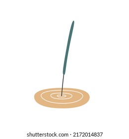 Aromatic stick on a metal stand. Concept of relaxation and aromatherapy. Vector illustration isolated on white background, flat design.