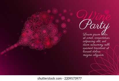 Aromatic wine glass concept with flower drawing