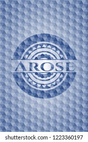 Arose blue badge with geometric pattern.