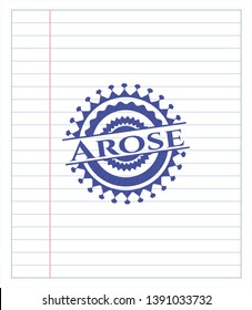 Arose emblem draw with pen effect. Blue ink. Vector Illustration. Detailed.