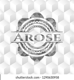 Arose grey badge with geometric cube white background