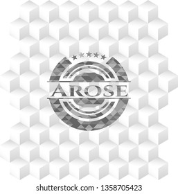 Arose grey emblem with geometric cube white background