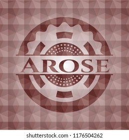 Arose red seamless emblem with geometric background.