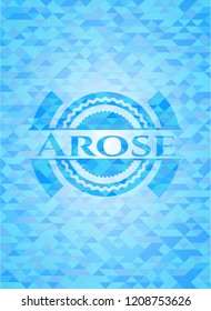 Arose sky blue emblem with mosaic background