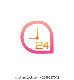 Around the clock, 24 hours icon in gradient color style