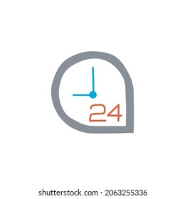 Around the clock, 24 hours icon in color icon, isolated on white background 