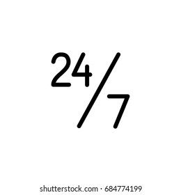 around the clock, anytime, 24 hours, line icon black 