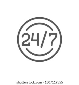 Around clock and daily work schedule, 24 hours service, help time line icon.