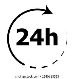Around the clock icon 24 hours. Vector around day and hour 24 illustration