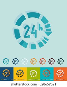around the clock icon in flat design with long shadows. Vector illustration