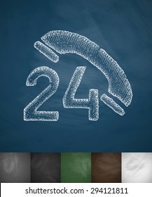 around the clock icon. Hand drawn vector illustration. Chalkboard Design