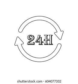 Around the clock icon on the white background. Vector illustration