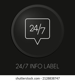alrededor de la etiqueta info de reloj icono mínimo de línea vector en el botón 3D aislado en el fondo negro. Vector Premium.
