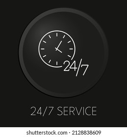 around the clock service minimal vector line icon on 3D button isolated on black background. Premium Vector.