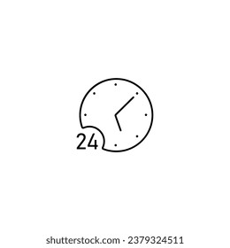 around the clock Time and clock line icons. Vector linear icon set.