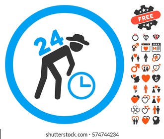 Around The Clock Work pictograph with bonus decorative pictures. Vector illustration style is flat iconic elements for web design, app user interfaces.