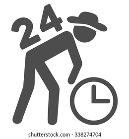 Around The Clock Work vector icon. Style is flat symbol, gray color, rounded angles, white background.