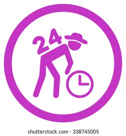 Around The Clock Work vector icon. Style is flat rounded symbol, violet color, rounded angles, white background.