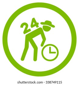 Around The Clock Work vector icon. Style is flat rounded symbol, eco green color, rounded angles, white background.