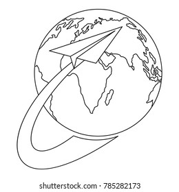 Around the earth icon. Outline illustration of around the earth vector icon for web