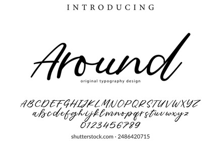 Around Font Stylish brush painted an uppercase vector letters, alphabet, typeface